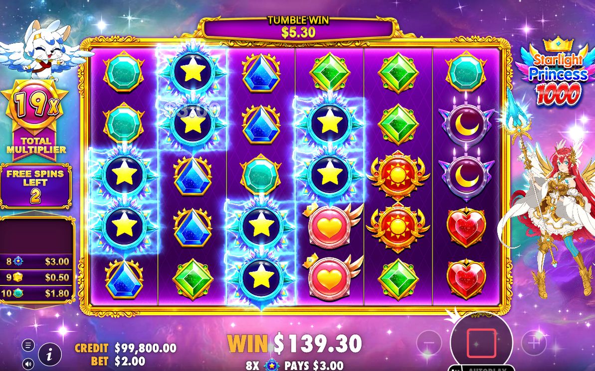 Rouleaux violets au fond étoilé des Free Spins