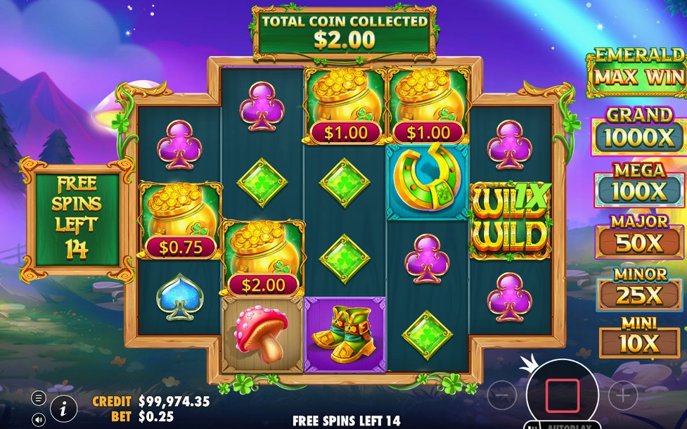 Autre écran de Free Spins avec la grille en jeu